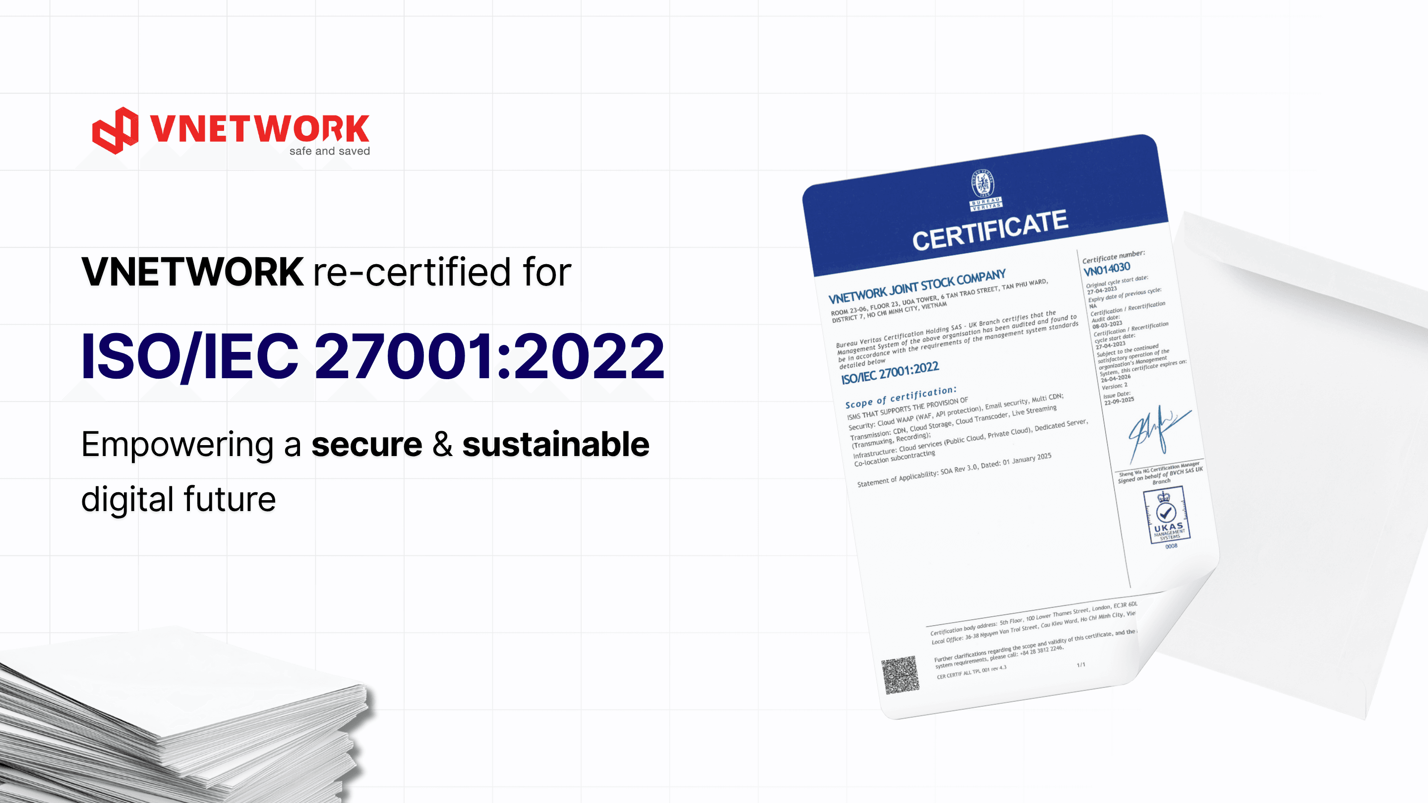 VNETWORK achieves ISO/IEC 27001:2022 re-certification