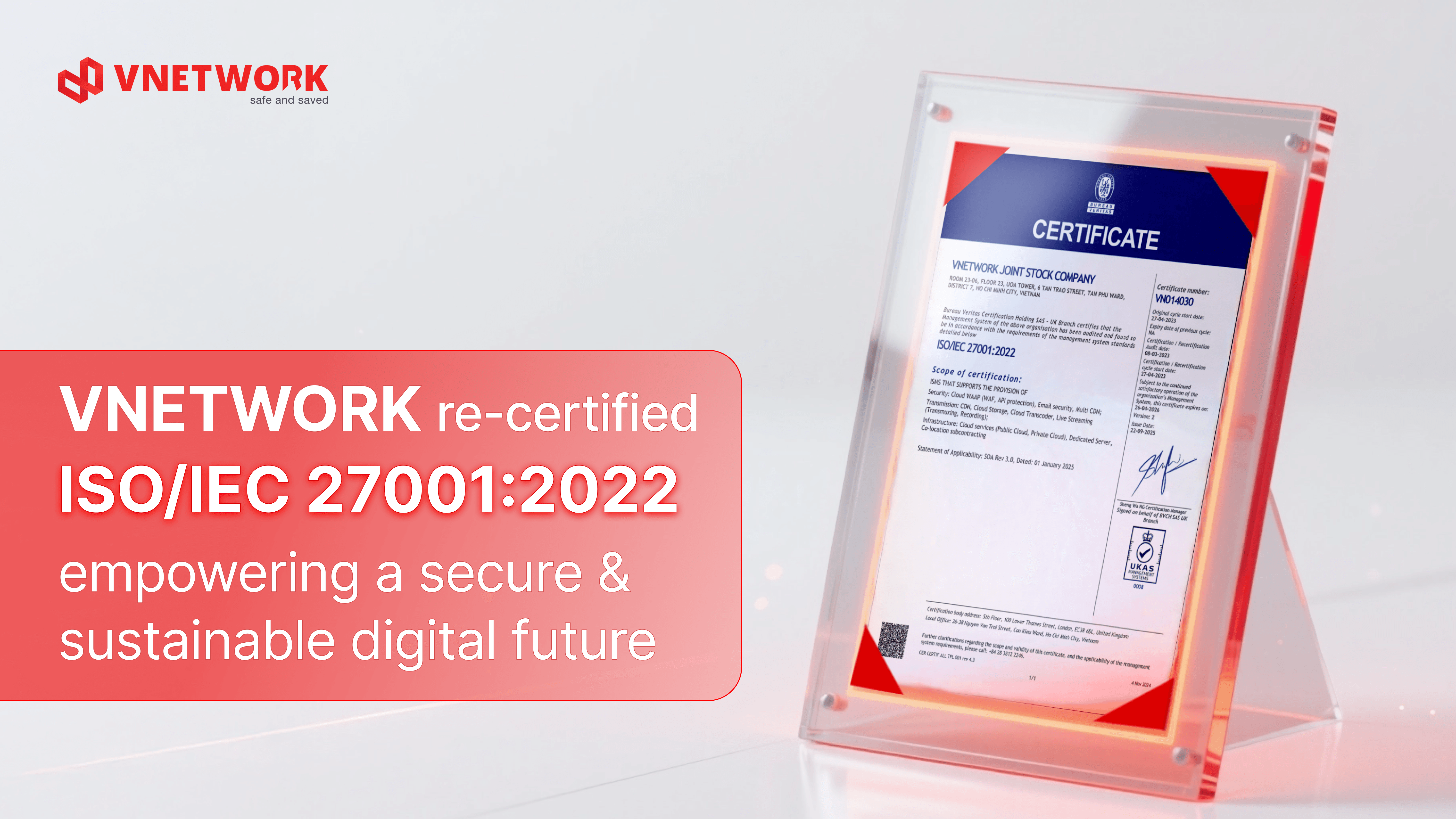 VNETWORK achieves ISO/IEC 27001:2022 re-certification