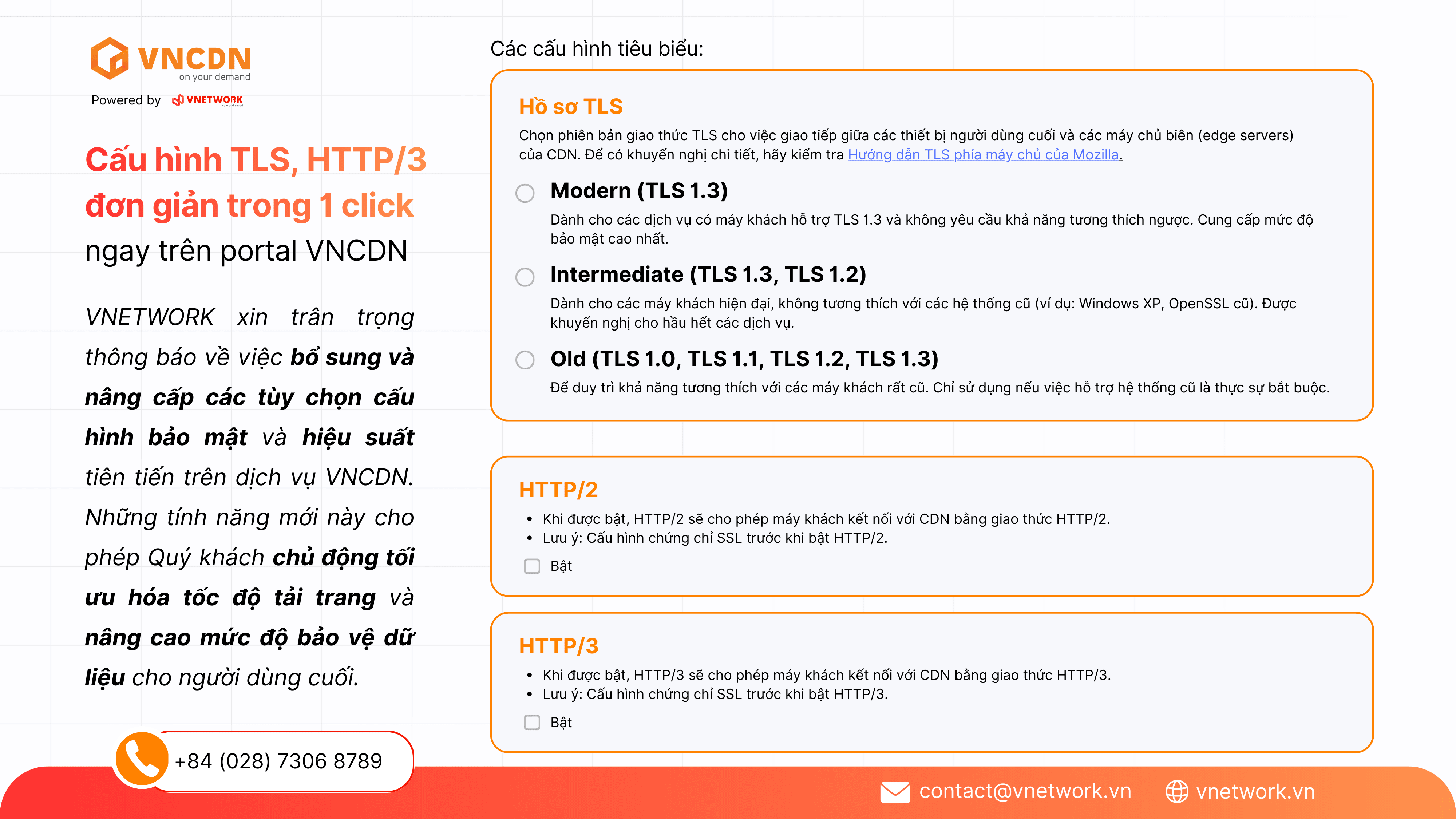 Cấu hình dễ dàng HTTP/3 & TLS 1.3 trong 1 click